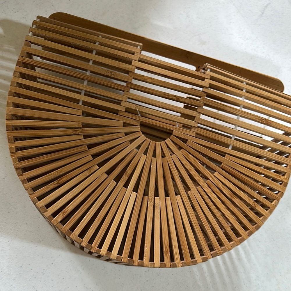 Elegant Bamboo Half-Moon Clutch
